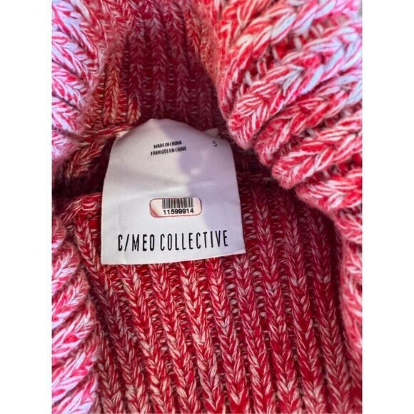 C/MEO Collective Red Up Together Sweater S Chunky Knit Turtleneck Crop Holiday - Picture 6 of 7